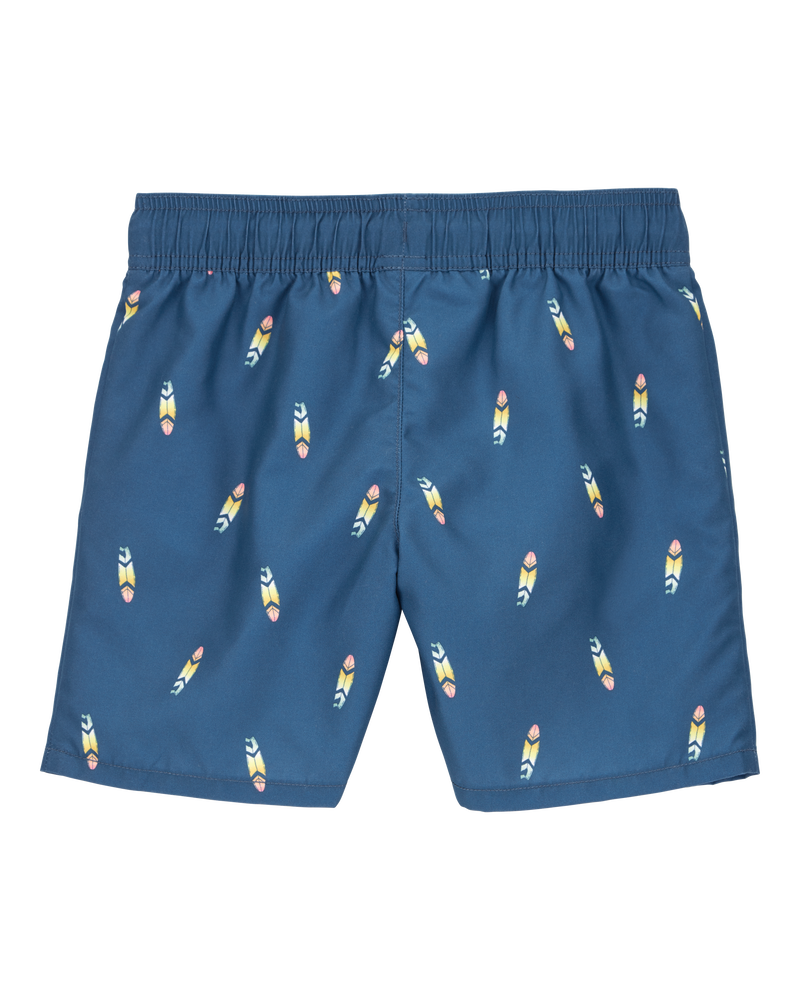 Kid Surfboard-Print Pull-On Swim Trunks, image 2 of 4 slides