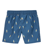 Kid Surfboard-Print Pull-On Swim Trunks, image 2 of 4 slides