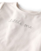 Baby 'Little One' Organic Cotton Embroidered Bodysuit in Ivory, image 2 of 4 slides