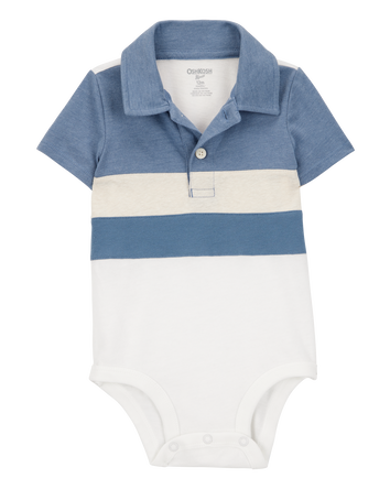 Baby Colourblock Striped Polo Bodysuit, 