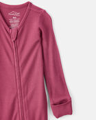 Baby Girl PurelySoft Long-Sleeve Sleeper- Pink, image 2 of 8 slides