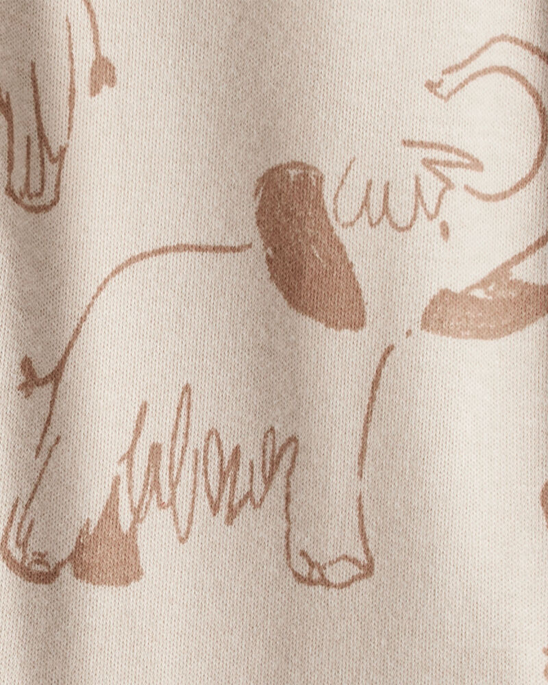 Baby Boy Mammoth Print 100% Cotton Long-Sleeve Snug Fit Sleeper - Beige, image 4 of 5 slides