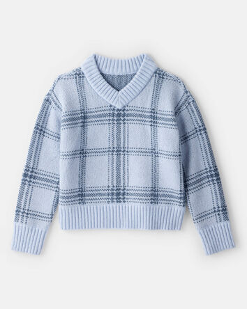 Girls Plaid Sweater - Blue, 