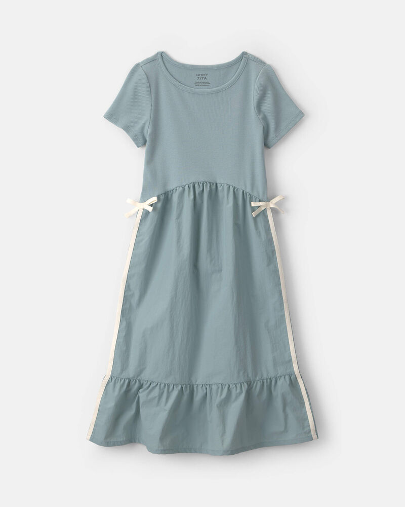 Filles - Robe mi-longue &agrave; n&oelig;ud - Bleu, image 1 sur 6 diapositives