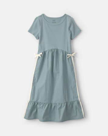 Filles - Robe mi-longue &agrave; n&oelig;ud - Bleu, 
