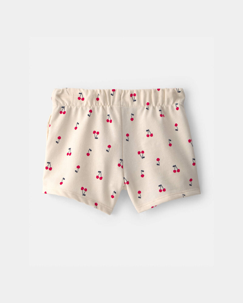 Toddler Girl Cherry French Terry Shorts - Cream, image 2 of 4 slides