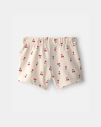 Toddler Girl Cherry French Terry Shorts - Cream, 