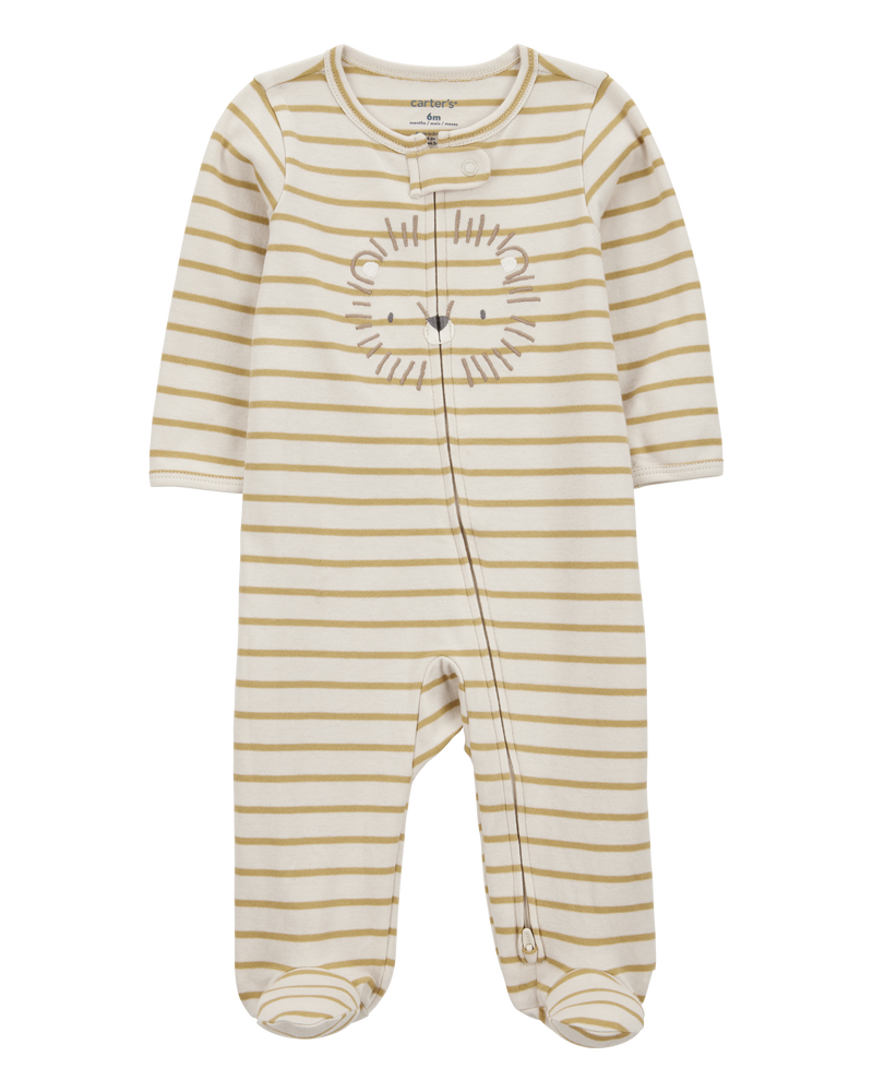 Baby Boy Lion Striped 2-Way Zipper Cotton Sleeper pyjamas, image 1 of 3 slides