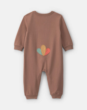 B&eacute;b&eacute; - Combinaison manches longues en jersey bouclette &agrave; motif dinde de l&rsquo;Action de gr&acirc;ce - Brun, 