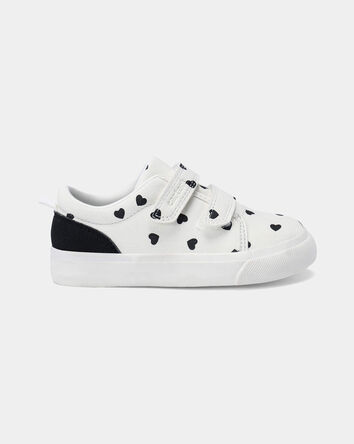 Toddler Girl Heart Print Casual Shoes - White/Black, 