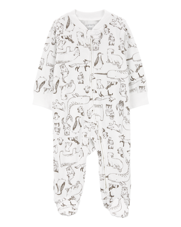 Baby Animal Print 2-Way Zip Thermal Sleeper Pyjamas, 