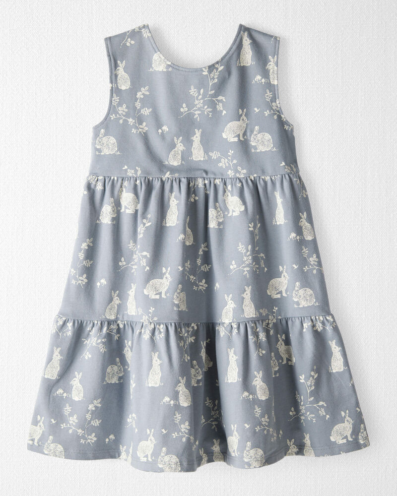 Toddler Organic Cotton Bunny-Print Dress, image 2 of 5 slides