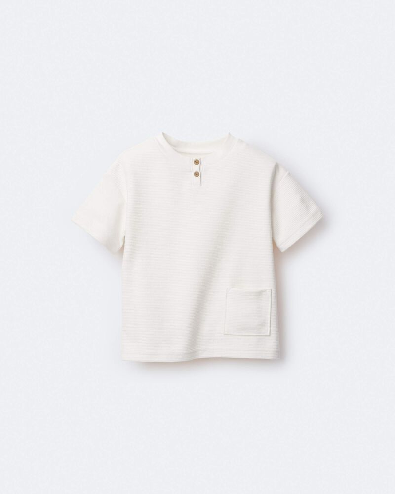 Toddler Boy Short-Sleeve Pocket Henley Tee - Cream, image 6 of 7 slides