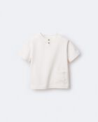Toddler Boy Short-Sleeve Pocket Henley Tee - Cream, image 6 of 7 slides