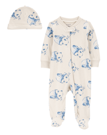 Baby Panda 2-Piece Sleeper Pyjamas and Cap Set, 