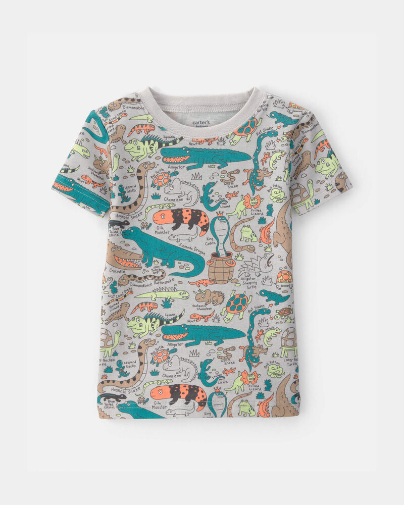 Baby Boy Alligator 100% Cotton Snug Fit 2-Piece Pyjama Set - Grey, image 2 of 5 slides