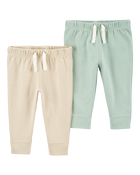 Baby Green 2-Pack Pull-On Pants, image 1 of 2 slides