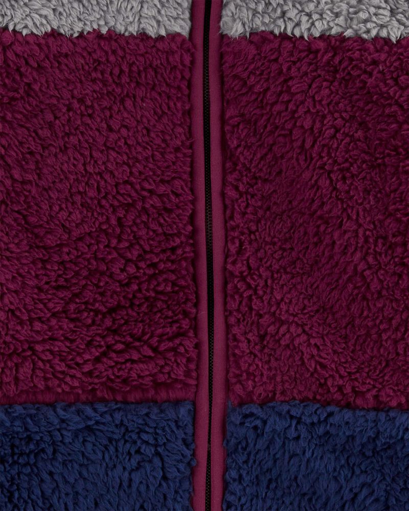Kid Colourblock Fleece Knit Jacket - Red, image 2 of 3 slides