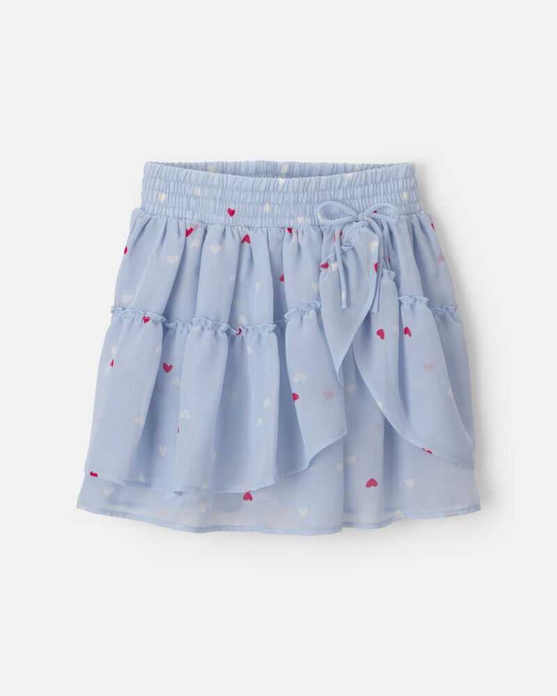 Girls Heart Valentine's Day Skort - Blue, image 1 of 4 slides
