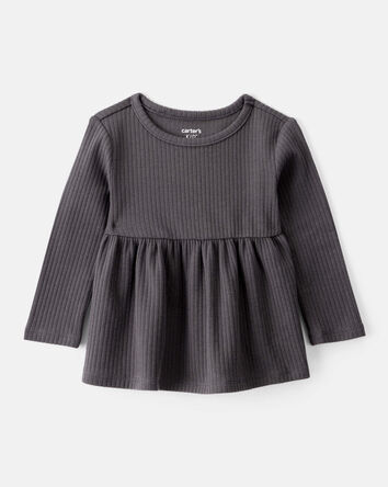 Bébé fille - Haut à basque avec manches longues –Noir, 