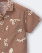 Toddler Boy Button-Down Short-Sleeve Shirt in Plant Print - Brown, image 5 of 5 slides