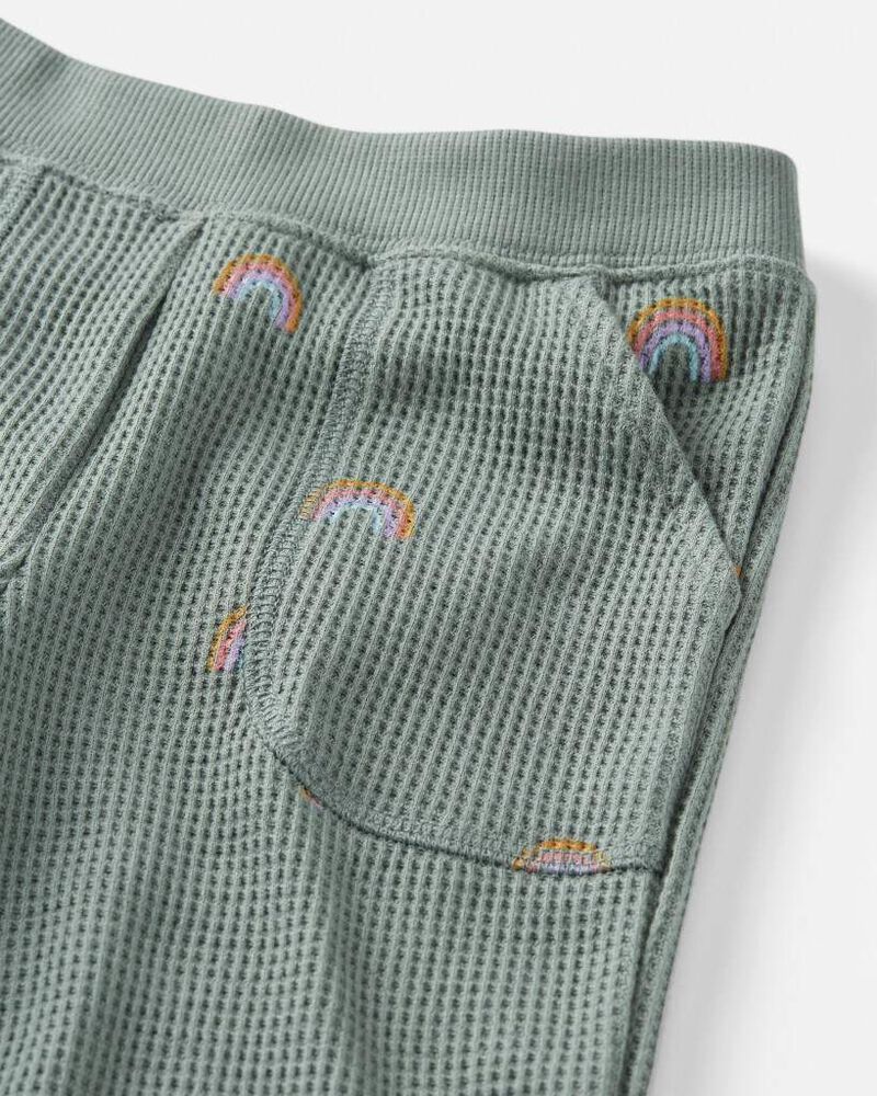 Toddler Organic Cotton Waffle Knit Set in Magical Rainbow Print, image 4 of 6 slides