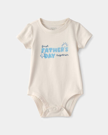 Baby 'Fathers Day' Graphic Bodysuit - Cream, 