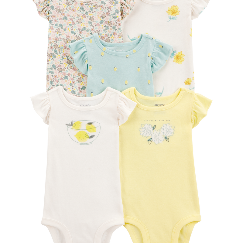 大特価市 Multi Carter's | Bodysuits Lemon Short-Sleeve 5-Pack Baby ユーロビート