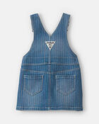 Baby Girl Rainbow Stripe Denim Skirtall - Medium Wash, image 2 of 4 slides