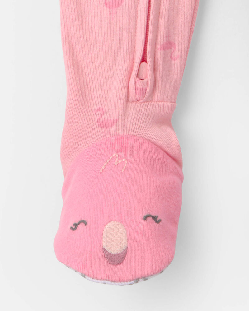 Toddler Girl Flamingo 100% Cotton Snug Fit 1-Piece Pyjama - Pink, image 3 of 4 slides