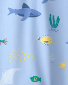 Baby Boy Fish 1-Piece Rashguard Swimsuit - Blue, image 3 of 4 slides