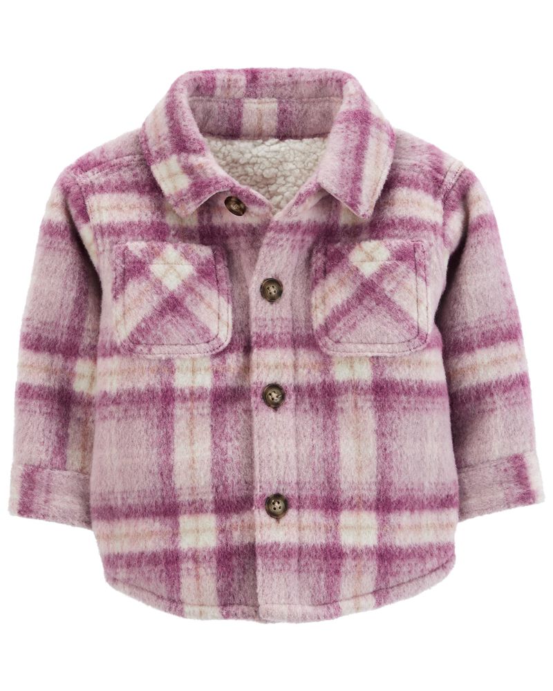 Plaid Sherpa-lined Shacket, image 1 of 4 slides