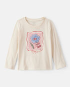 Toddler Girl Flower Long-Sleeve Graphic Tee - Cream, image 1 of 3 slides