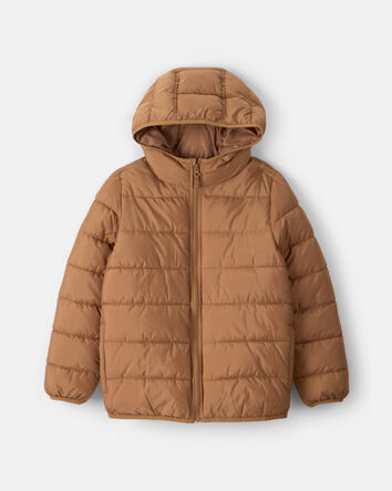 Boys Midweight Packable Puffer - Brown, 