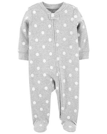 1-Piece Grey Polka Dot Sleeper Pyjamas, 