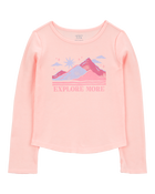 Kid Waffle Knit Long-Sleeve Tee - Pink, image 1 of 4 slides