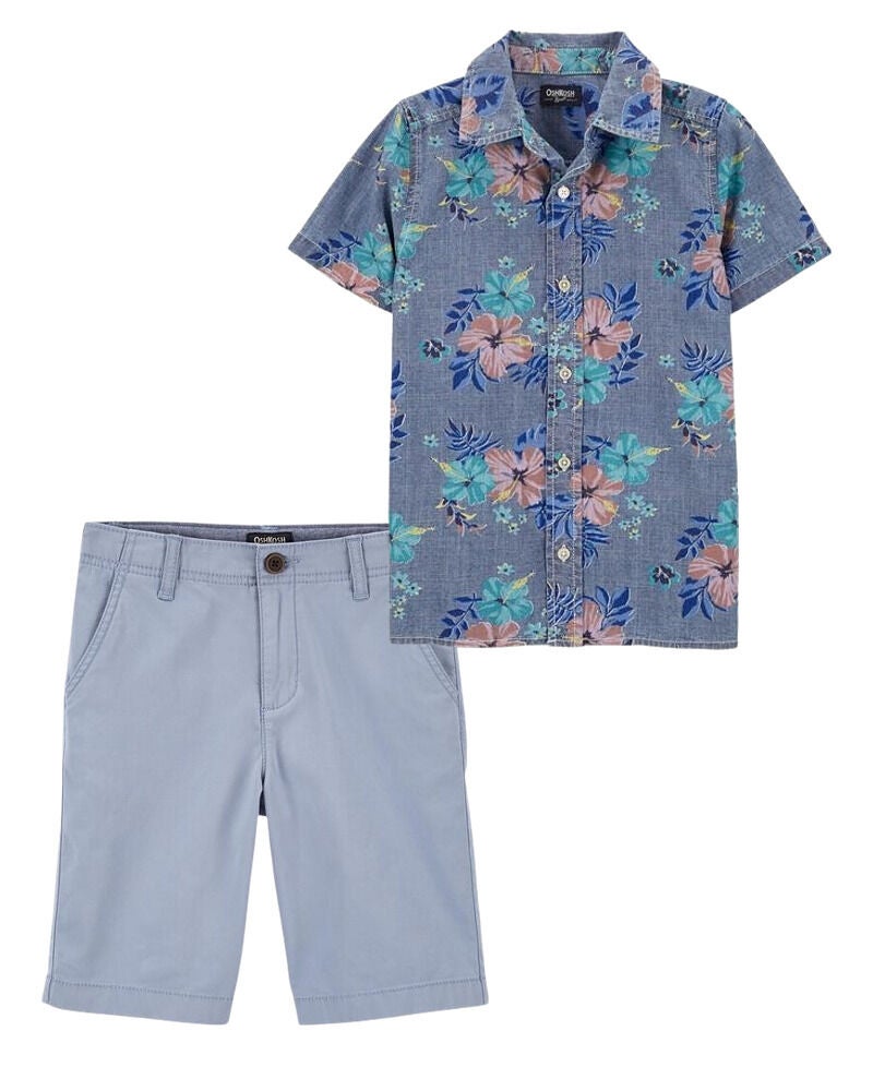 Multi Kid 2 Piece Hawaiian Shirt Chino Short Set Carter s