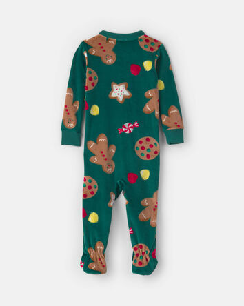Tout-petit - Pyjama ajust&eacute; 1 pi&egrave;ce en DreamPlush avec pieds &agrave; motif pain d&rsquo;&eacute;pice de No&euml;l &ndash; Vert, 
