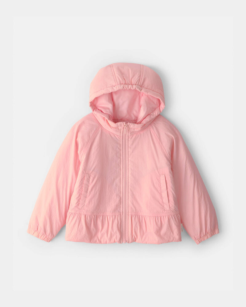 Girls Girl Mid Weight Pink Peplum Jacket- Pink, image 1 of 3 slides