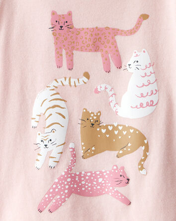 Tout-petit fille - T-shirt à manches longues avec imprimé de chat – Rose, 