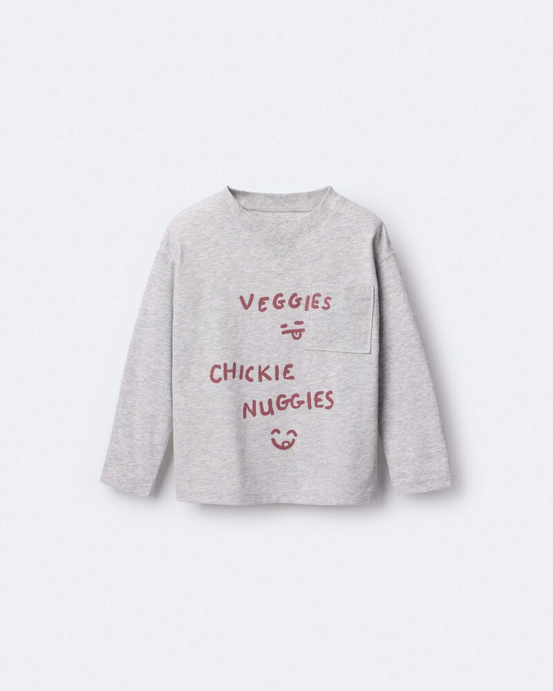 Toddler Chicken Nuggies Long-Sleeve Pocket Graphic Tee - Heather Grey, image 6 of 7 slides