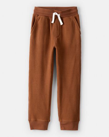Boys Thermal Drawstring Jogger - Brown, 