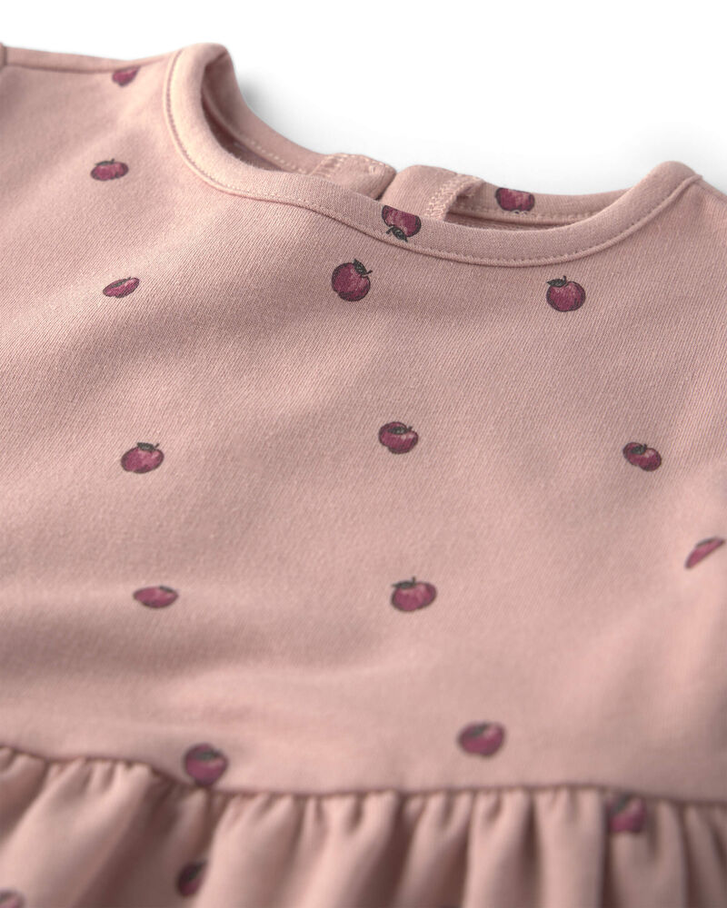 Toute-petit fille - Robe en jersey bouclette de coton biologique &agrave; motif pomme, image 4 sur 4 diapositives