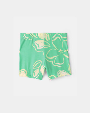 Baby Girl Floral Bike Shorts - Green, 