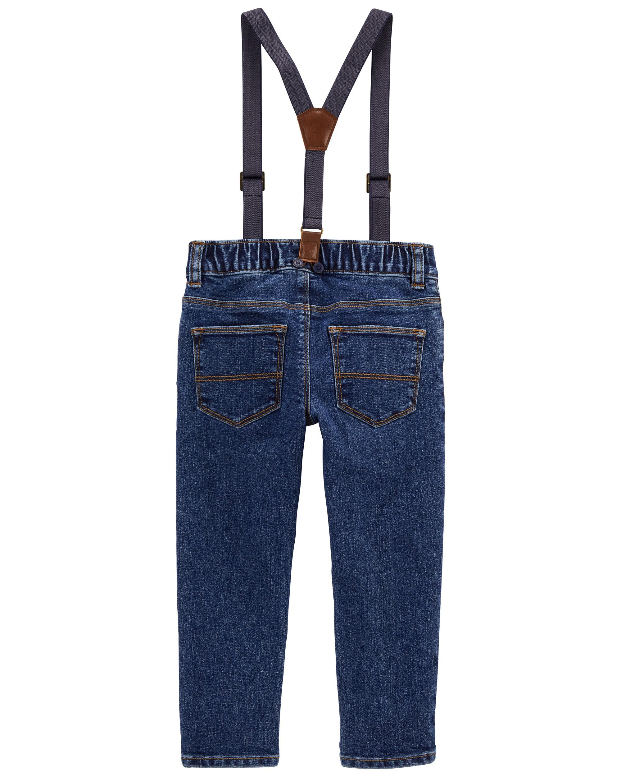 Jeans with suspenders hot sale for baby boy