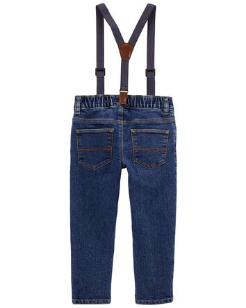 Toddler Denim Suspender Pants, 