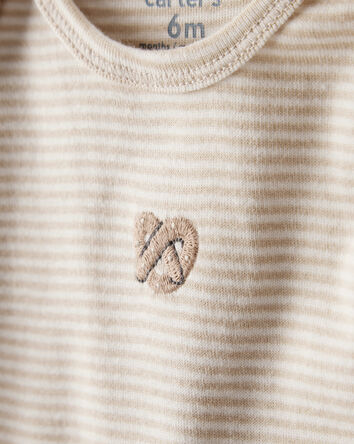 Baby 4-Pack Snack Time Long-Sleeve Multipack Bodysuits - Blue/White/Brown, 