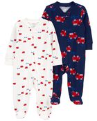 Baby 2-Pack 2-Way Zip Cotton Sleeper Pyjamas, image 1 of 5 slides