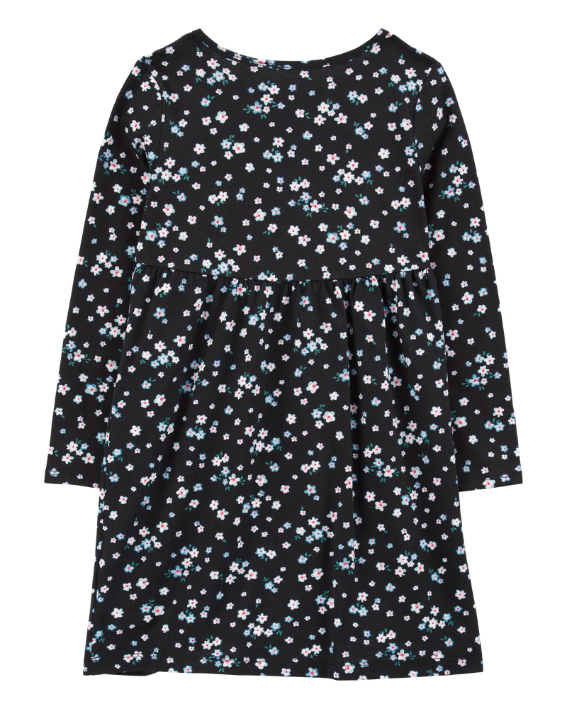 Kid Floral Long-Sleeve Jersey Dress, image 2 of 4 slides