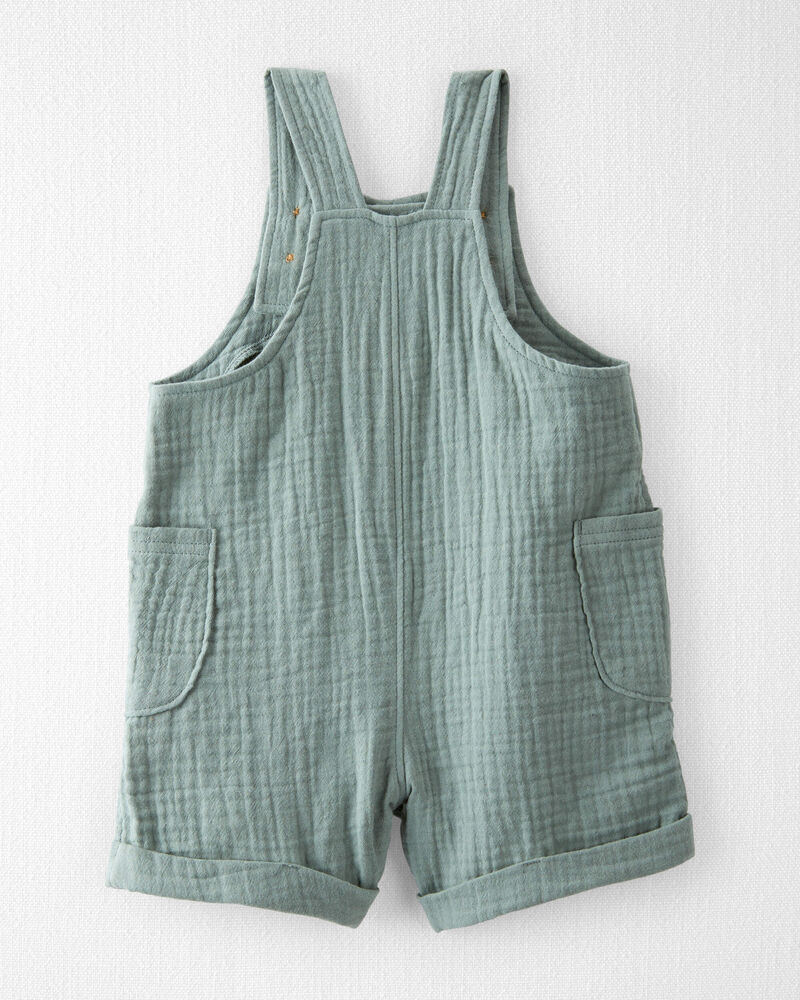 Baby Organic Cotton Gauze Shortalls in Green, image 2 of 4 slides